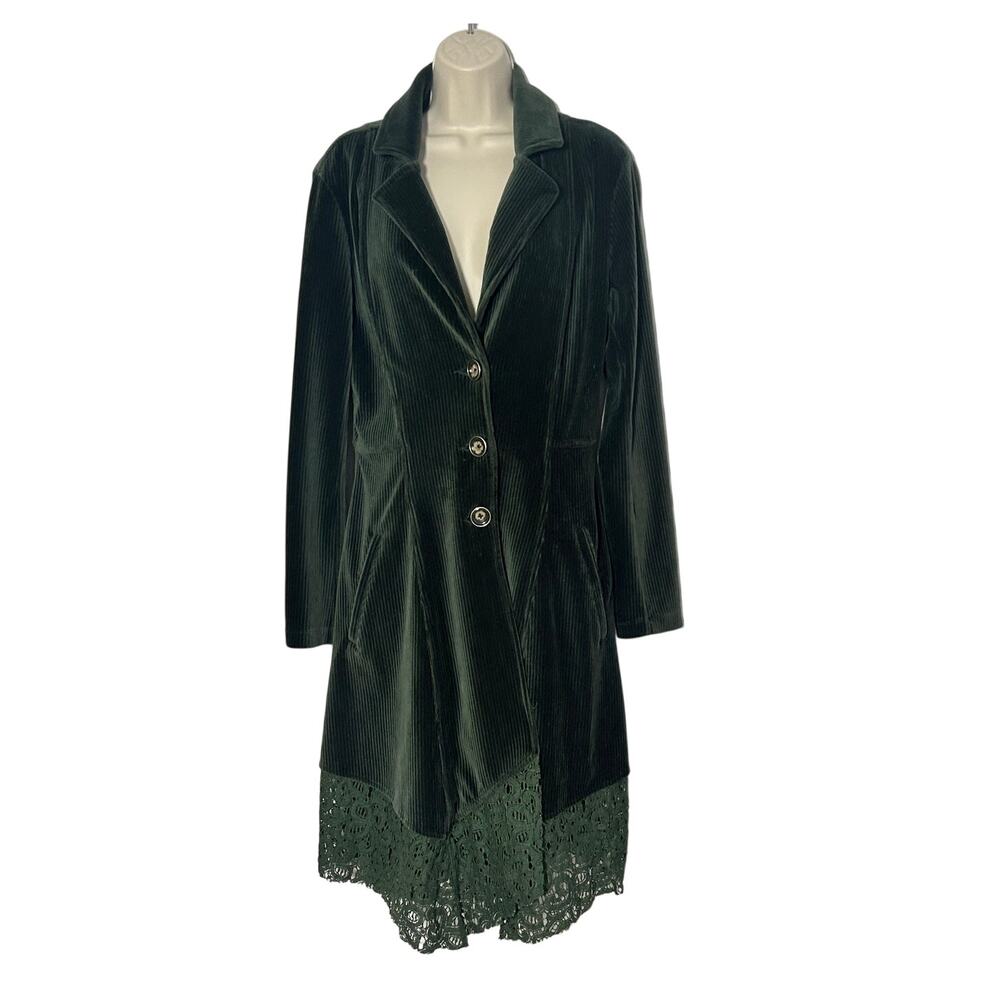 Stunning Long Coat by Simply Noelle Corduroy w Lace Detail Bottom So Soft (S/M)